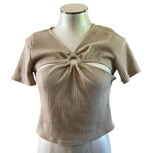 Women’s Ribbed Knotted Short Sleeve Top